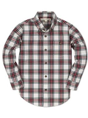 Hope & Henry Organic Plaid Holiday Party Button-Up Shirt Boys Size 8 Classic